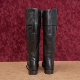 Frye Women Melissa D Ring Black Leather Zip Riding Equestrian Boots sz 6