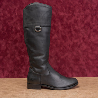 Frye Women Melissa D Ring Black Leather Zip Riding Equestrian Boots sz 6