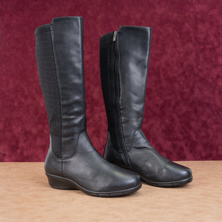Propet Women West Wide Width Black Leather Comfortable Riding Knee Boots sz 8.5