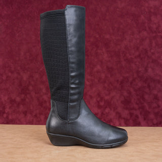 Propet Women West Wide Width Black Leather Comfortable Riding Knee Boots sz 8.5