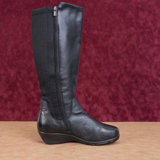 Propet Women West Wide Width Black Leather Comfortable Riding Knee Boots sz 8.5