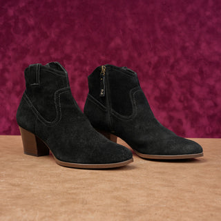 Zodiac Women Kela Western Cowboy Rodeo Festival Black Suede Ankle Boots sz 10
