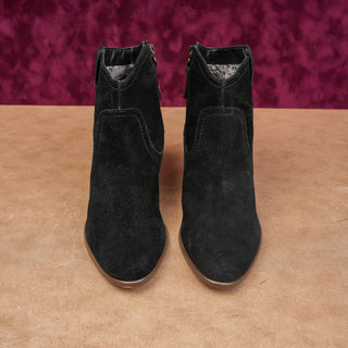 Zodiac Women Kela Western Cowboy Rodeo Festival Black Suede Ankle Boots sz 10