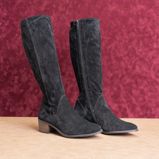 Paul Green Women Nicolette Black Suede Western Block Heel Knee Boots sz 7.5US EUR5