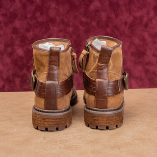 Sofft Women Lavina Brown Suede Lug Zip Strap Fashion Ankle Boots sz 10