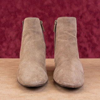 Aquatalia Women Faylynn Brown Leather Zip Elastic Panel Ankle Boots sz 8