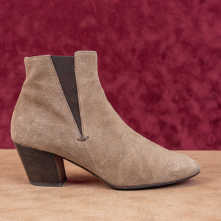 Aquatalia Women Faylynn Brown Leather Zip Elastic Panel Ankle Boots sz 8