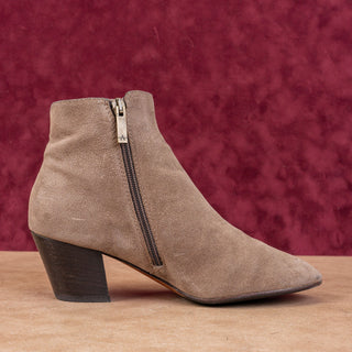 Aquatalia Women Faylynn Brown Leather Zip Elastic Panel Ankle Boots sz 8