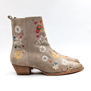 Free People Women Bowers Embroidered Western Cowboy Zip Ankle Boots 10US EUR40