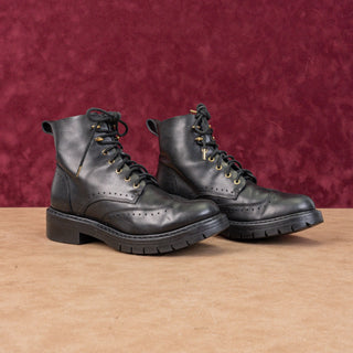 rag&bone Women Black Leather Lace-up Vibram Sole Ankle Combat sz 7US EUR37