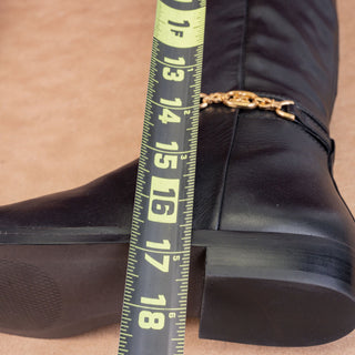 Sam Edelman Women Clive Black Leather Zip Riding Square Toe Knee Boots sz 7