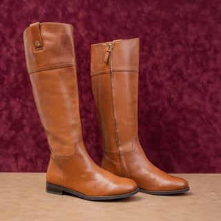 Ralph Lauren Women Barkston Deep Saddle Tan Riding Equestrian Boots sz 6.5