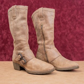 Born Women Y2K Vintage Modern Western Strap Brown Grunge Boho Cottage Boots 8.5