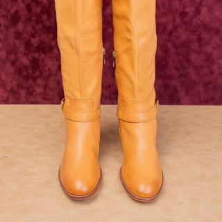 Vince Camuto Women Mustard Leather Classic Riding Equestrian Knee Boots sz 7.5