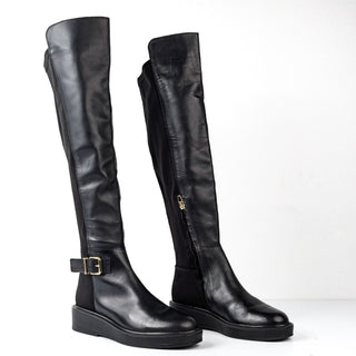 Dolce Vita Women Ember Black Leather OTK Buckle Wide Calf Boots sz 9