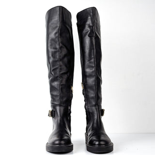 Dolce Vita Women Ember Black Leather OTK Buckle Wide Calf Boots sz 9