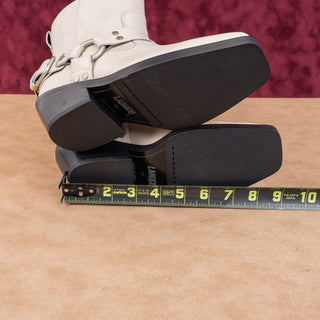 LABUCQ Women Waymore Ivory Leather Moto Biker Harness Boots sz 5US EUR35