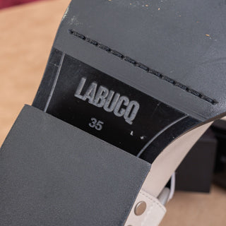 LABUCQ Women Waymore Ivory Leather Moto Biker Harness Boots sz 5US EUR35