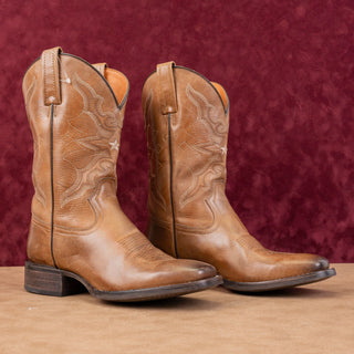 Idyllwind Women Cross Western Cowboy Brown Leather Slip-on Square Toe Boots 8.5