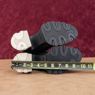 Sorel Women Brex Waterproof White Black Leather Platform Chelsea Boots sz 7