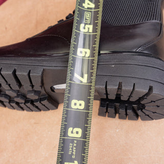 Johnson & Murphy Women Gianna Gore Lace-up Black Leather Combat Boots Sz 7.5