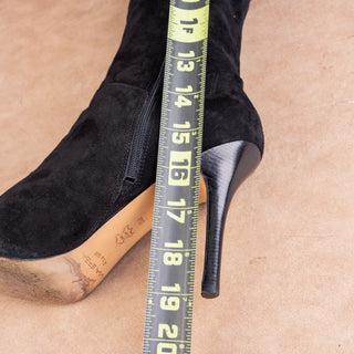 Via Spiga Women Black Suede Fashion Zip Vintage Y2K Fashion Knee Boots sz 8