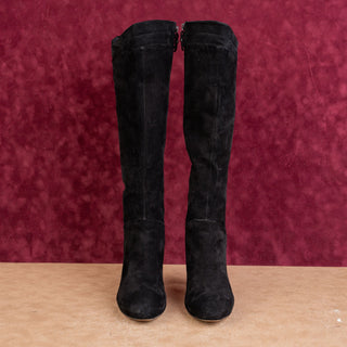 Via Spiga Women Black Suede Fashion Zip Vintage Y2K Fashion Knee Boots sz 8