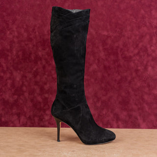 Via Spiga Women Black Suede Fashion Zip Vintage Y2K Fashion Knee Boots sz 8