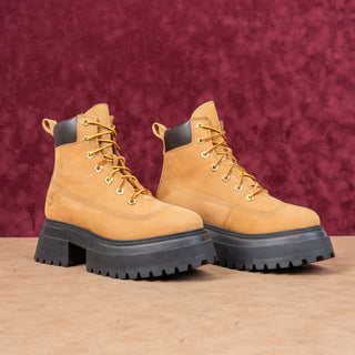 Timberland Women Wheat Nubuck Stompers 6 Sky High Platform Boots sz 7