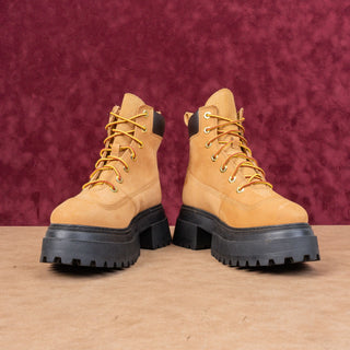 Timberland Women Wheat Nubuck Stompers 6 Sky High Platform Boots sz 7