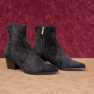 Veronica Beard Women Black Suede Zip Modern Western Fashion Ankle Boots sz 7