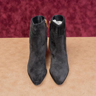 Veronica Beard Women Black Suede Zip Modern Western Fashion Ankle Boots sz 7