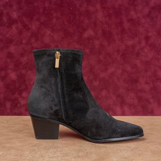 Veronica Beard Women Black Suede Zip Modern Western Fashion Ankle Boots sz 7