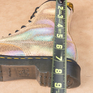 Dr Martens Women Rainbow Gold Metallic Leather Lace-up Combat Boots sz 10