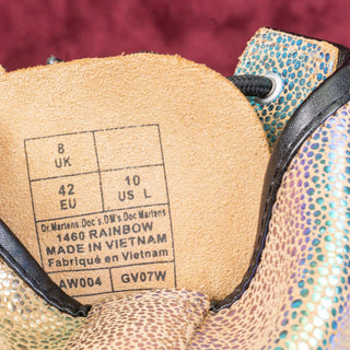 Dr Martens Women Rainbow Gold Metallic Leather Lace-up Combat Boots sz 10