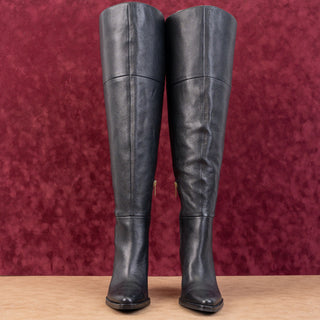 Vince Camuto Women Paulie Black Leather Wide Calf OTK Western Fashion Boots sz 6