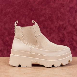 UGG Women Bris Beige Suede Platform Chelsea Ankle Boots sz 11