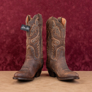 Dan Post Women Marla Brown Leather Western Cowboy Pull-on Boots sz 6
