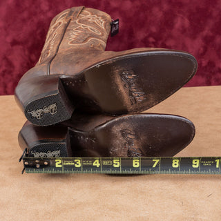 Dan Post Women Marla Brown Leather Western Cowboy Pull-on Boots sz 6