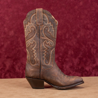 Dan Post Women Marla Brown Leather Western Cowboy Pull-on Boots sz 6