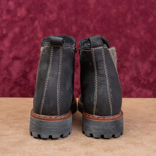 Josef Seibel Women Marta Ash Black Leather Lug Chelsea boots sz 11 US EUR 42