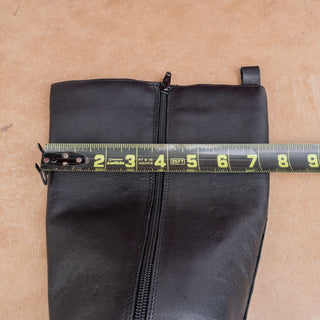 Steve Madden Women Esma Black Leather Festival Party Zip Platform Knee Boots sz 10