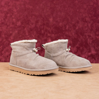 UGG Women Classic Mini Toggler Drawcord taupe Suede Ankle Boots sz 8