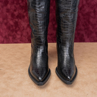 Alohas Women Boho Croc Print Leather Cowboy Modern Western Boots 9US EUR 40
