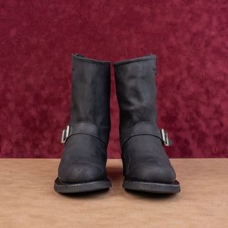 Jeffrey Campbell Women Black Leather Engineer Moto Biker Mid Boots sz 8