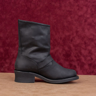 Jeffrey Campbell Women Black Leather Engineer Moto Biker Mid Boots sz 8