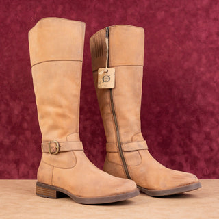 Born Women Braydon II Distress Brown Leather Zip Riding Knee Boots sz 8.5