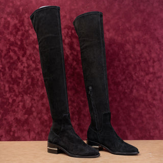 Paige LA Women Jacey Black Suede Fashion Party Night OTK Stretch Boots sz 6