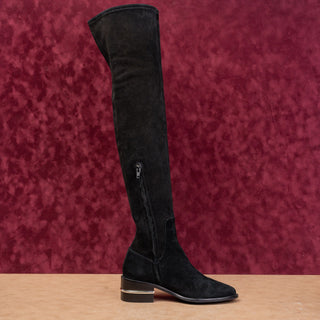 Paige LA Women Jacey Black Suede Fashion Party Night OTK Stretch Boots sz 6