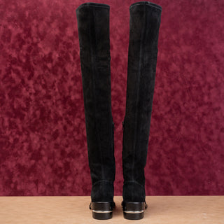 Paige LA Women Jacey Black Suede Fashion Party Night OTK Stretch Boots sz 6